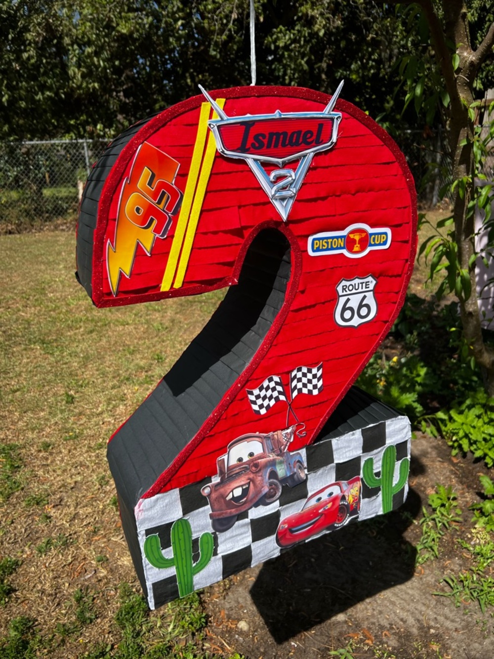 Personalized Red Lightning McQueen Number 2 Party Decoration - Cars Theme